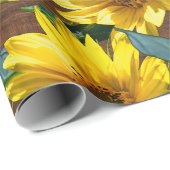 Papier Cadeau Fleurs de soleil (Coin rond)