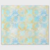 Papier Cadeau Fleurs de soleil Abstraites sur bleu clair (Plat)