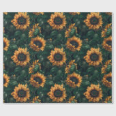 Papier Cadeau Fleurs de soleil aquarelle (Lush) (Plat)