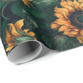 Papier Cadeau Fleurs de soleil aquarelle (Lush) (Coin rond)