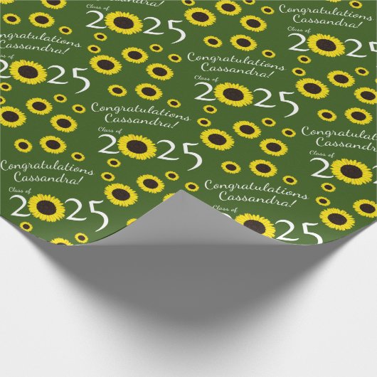 Papier Cadeau Fleurs de soleil Country Graduation Party Green (Coin)