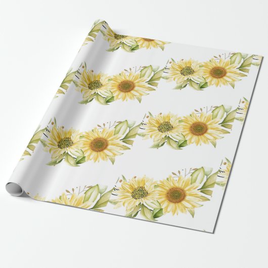 Papier Cadeau Fleurs de soleil doux (Déroulé)