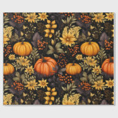 Papier Cadeau Fleurs de soleil et Citrouilles rustiques (Plat)