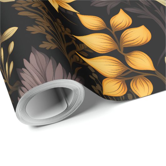 Papier Cadeau Fleurs de soleil et Citrouilles rustiques (Coin rond)