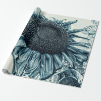 Fleurs de soleil géantes Vintage Art Turquoise Déc