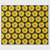 Papier Cadeau Fleurs de soleil jaune vif sur Arrière - plan noir (Plat)