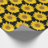 Papier Cadeau Fleurs de soleil jaune vif sur Arrière - plan noir (Coin)