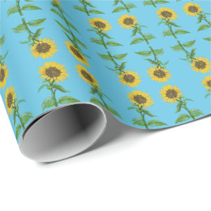 Papier Cadeau Fleurs de soleil jaunes