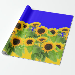Papier Cadeau Fleurs de soleil - Liberté Ukraine Paix drapeau u