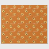 Papier Cadeau Fleurs de soleil romantiques aquarelles sur orange (Plat)