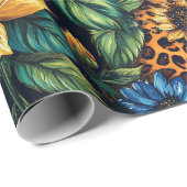 Papier Cadeau Fleurs de soleil, Roses et Parties scintillant Emp (Coin rond)