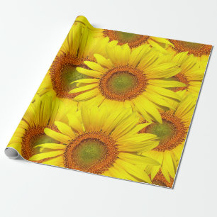 Papier Cadeau Fleurs de soleil rustique Pays Floral Été Jaune