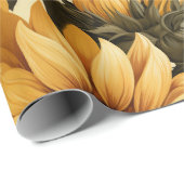 Papier Cadeau Fleurs de soleil sur un rouleau Arrière - plan pâl (Coin rond)