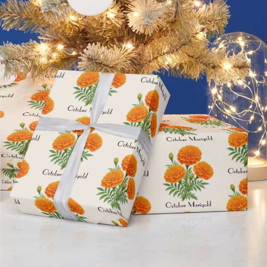 Papier Cadeau Fleurs de Souci d'Octobre (Vacances)