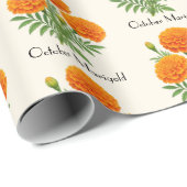 Papier Cadeau Fleurs de Souci d'Octobre (Coin rond)