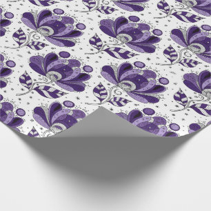 Papier Cadeau Fleurs de style d'art abstrait en nuances de viole