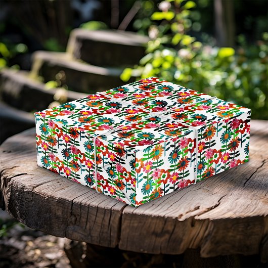 Papier Cadeau Fleurs de style des années 70