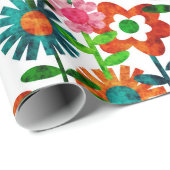 Papier Cadeau Fleurs de style des années 70 (Coin rond)