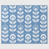 Papier Cadeau Fleurs de style folk scandinave - fleurs florales  (Plat)