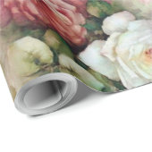 Papier Cadeau Fleurs de style vintage (Coin rond)