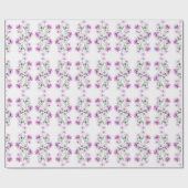 Papier Cadeau Fleurs de tambours roses et violets (Plat)