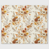 Papier Cadeau Fleurs de terre cuite et blanches, boho exotique b (Plat)