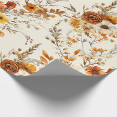 Papier Cadeau Fleurs de terre cuite et blanches, boho exotique b (Coin)