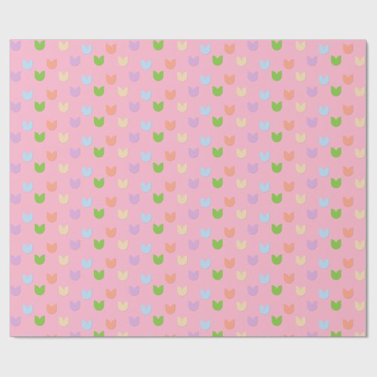 Papier Cadeau Fleurs de tulipe Pastel, Bébé rose (Plat)