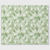Papier Cadeau Fleurs de tulipe vertes blanches pour anniversaire (Plat)