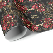 Papier Cadeau Fleurs décoratives rouges Papier d'enveloppement d (Coin rond)