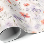 Papier Cadeau Fleurs des Champs et Pavots au Paste