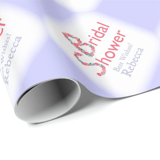 Papier Cadeau Fleurs dessinées à la main Douche violet clair (Coin rond)