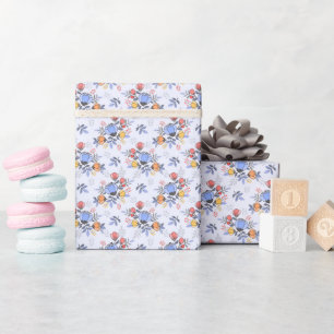 Papier Cadeau Fleurs dessinées à la main en blanc enveloppant ro