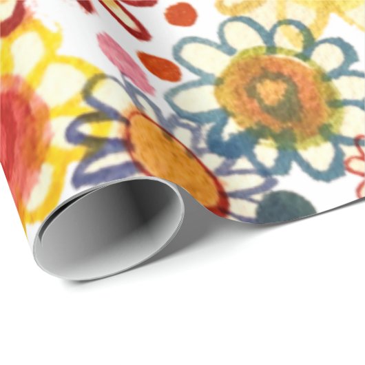 Papier Cadeau Fleurs d'été (Coin rond)