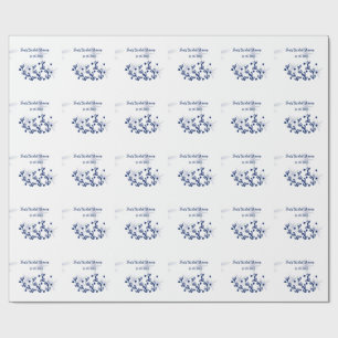 Papier Cadeau Fleurs d'étoiles bleues douche de mariée royale de