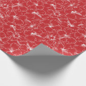 Papier Cadeau Fleurs d'Hibiscus blanc en fleurs sur le rouge (Coin)