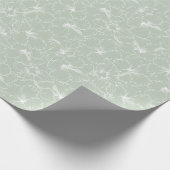 Papier Cadeau Fleurs d'Hibiscus blanc en fleurs sur le vert Sage (Coin)