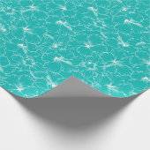 Papier Cadeau Fleurs d'Hibiscus blanc en fleurs sur Turquoise (Coin)
