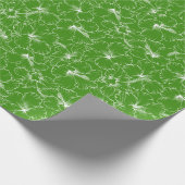 Papier Cadeau Fleurs d'Hibiscus blanc en fleurs sur vert (Coin)