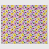Papier Cadeau Fleurs d'Hibiscus Rose et Jaune (Plat)