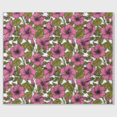 Papier Cadeau Fleurs d'hibiscus roses (Plat)