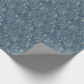 Papier Cadeau Fleurs d'hiver bleu (Coin)