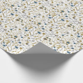 Papier Cadeau Fleurs d'hiver Bleu or (Coin)