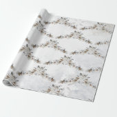 Papier Cadeau Fleurs d'hiver Cônes de pin Vacances (Déroulé)