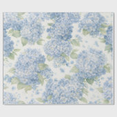 Papier Cadeau Fleurs d'Hydrangea Bleu en Fleur (Plat)