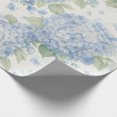 Papier Cadeau Fleurs d'Hydrangea Bleu en Fleur (Coin)