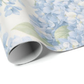 Papier Cadeau Fleurs d'Hydrangea Bleu en Fleur (Coin rond)