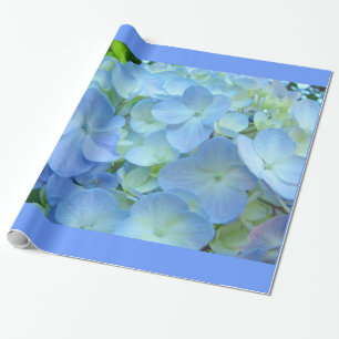 Papier Cadeau Fleurs d'Hydrangea Bleu Pastel Cadea