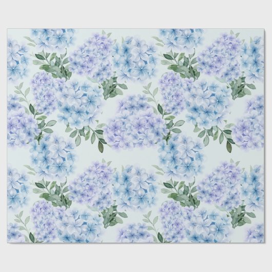 Papier Cadeau Fleurs d'hydrangée bleue (Plat)
