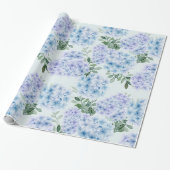 Papier Cadeau Fleurs d'hydrangée bleue (Déroulé)